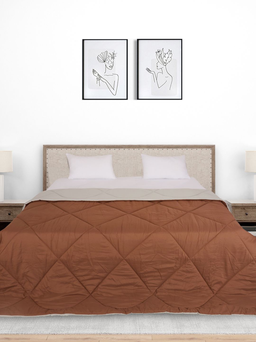 

Black gold Brown & Grey AC Room 210 GSM Reversible Double Bed Comforter