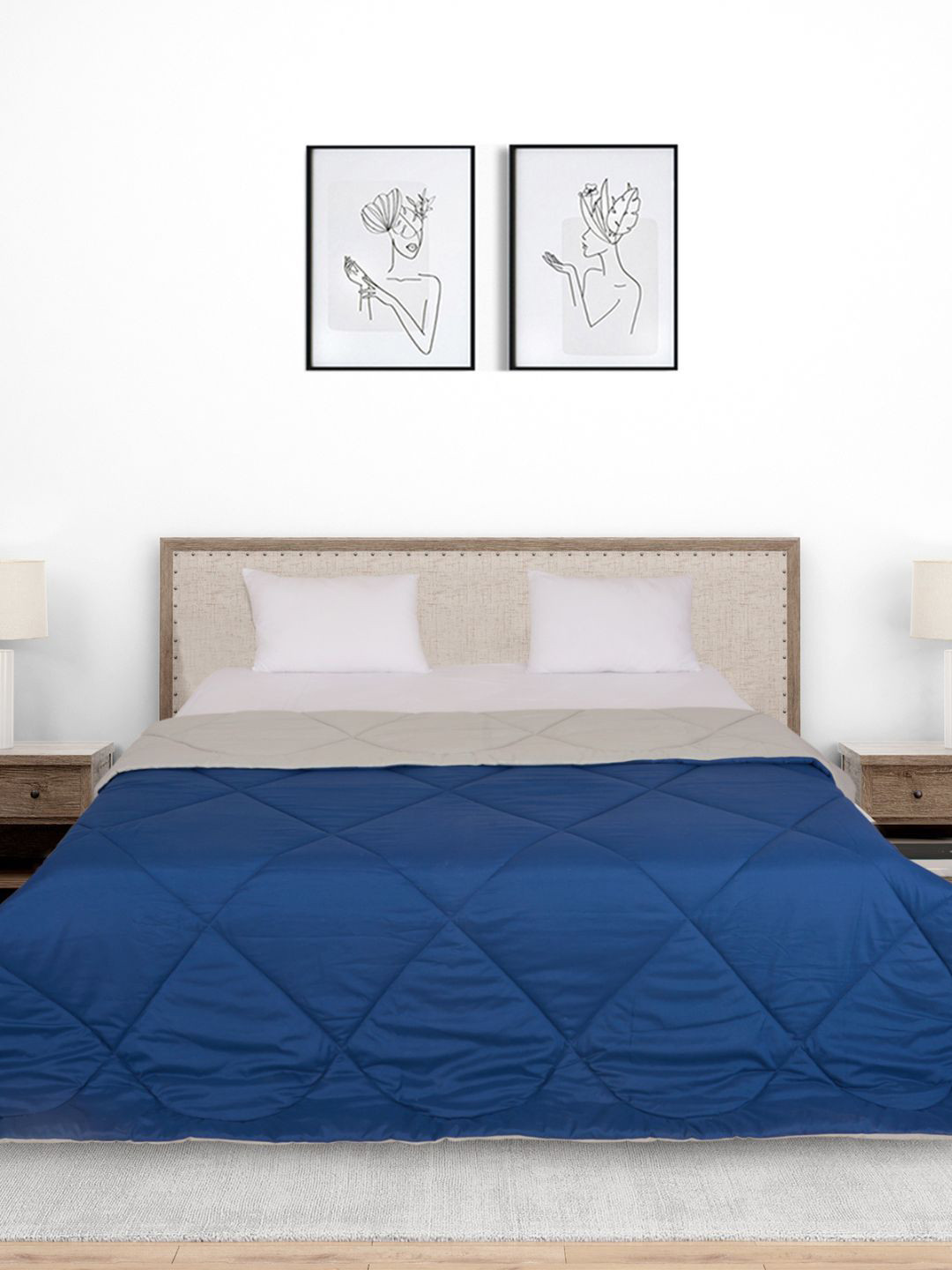 

Black gold Navy Blue AC Room 210 GSM Reversible Cotton Double Bed Comforter