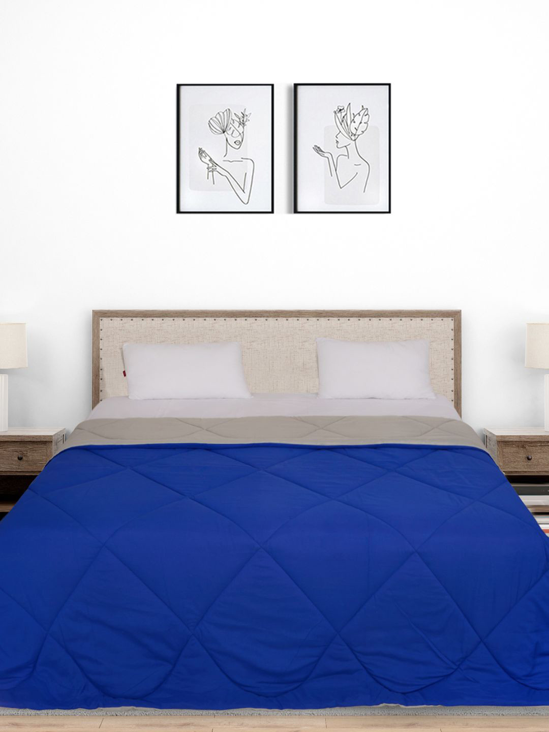 

Black gold Blue & Grey AC Room 210 GSM Reversible Double Bed Comforter