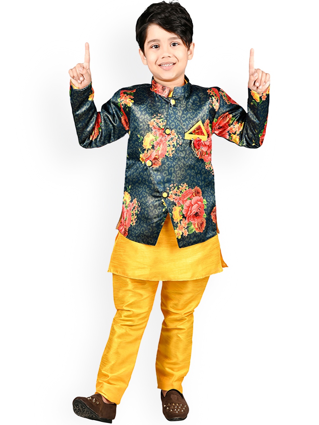 

BAESD Boys Mandarin Collar Straight Sherwani Set, Yellow