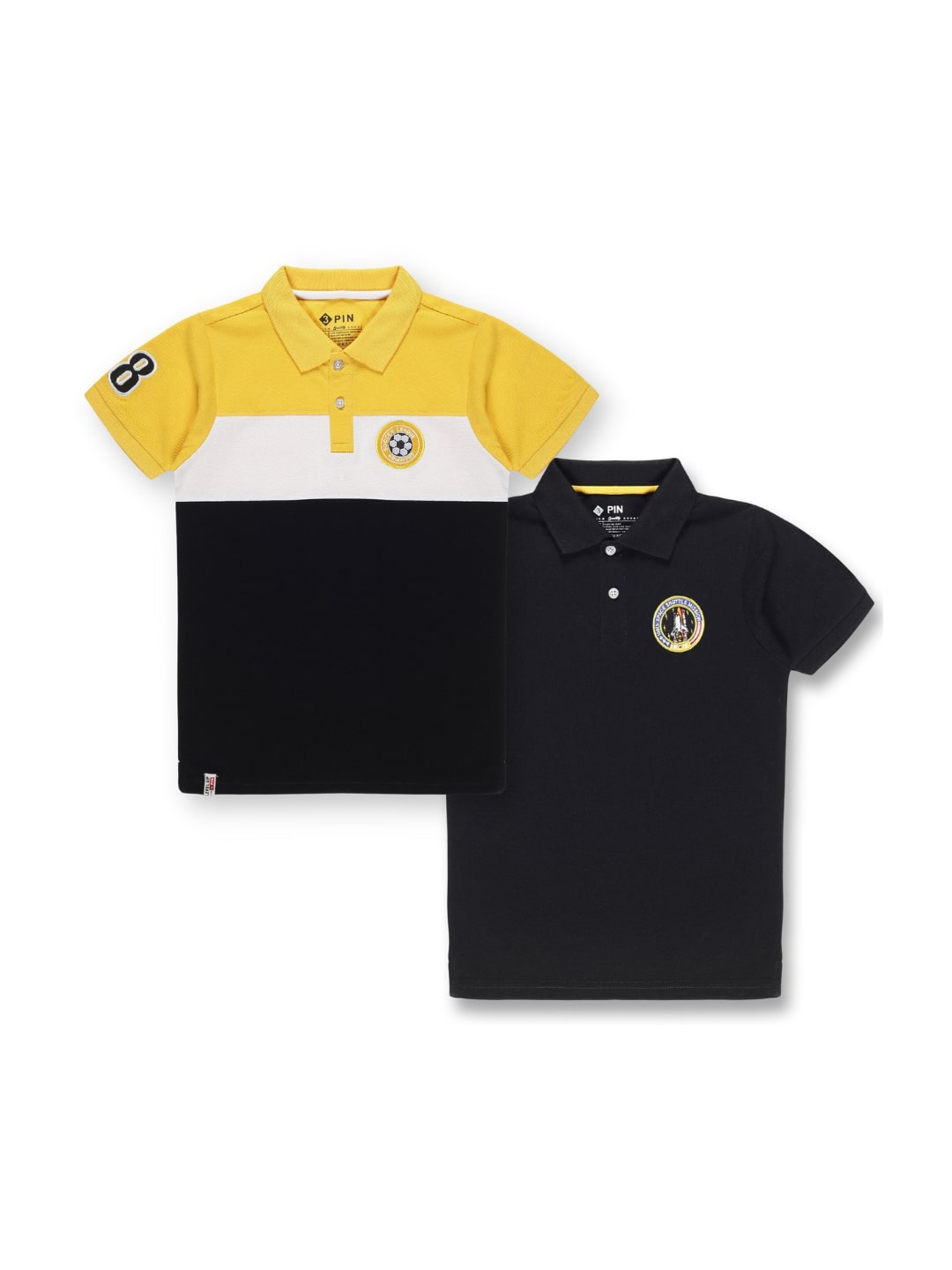 

3PIN Boys Pack of 2 Polo Collar Cotton T-shirts, Yellow