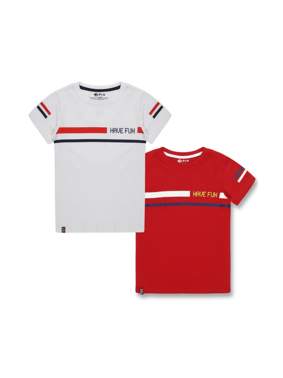 

3PIN Boys Pack of 2 Striped Cotton T-shirts, Grey