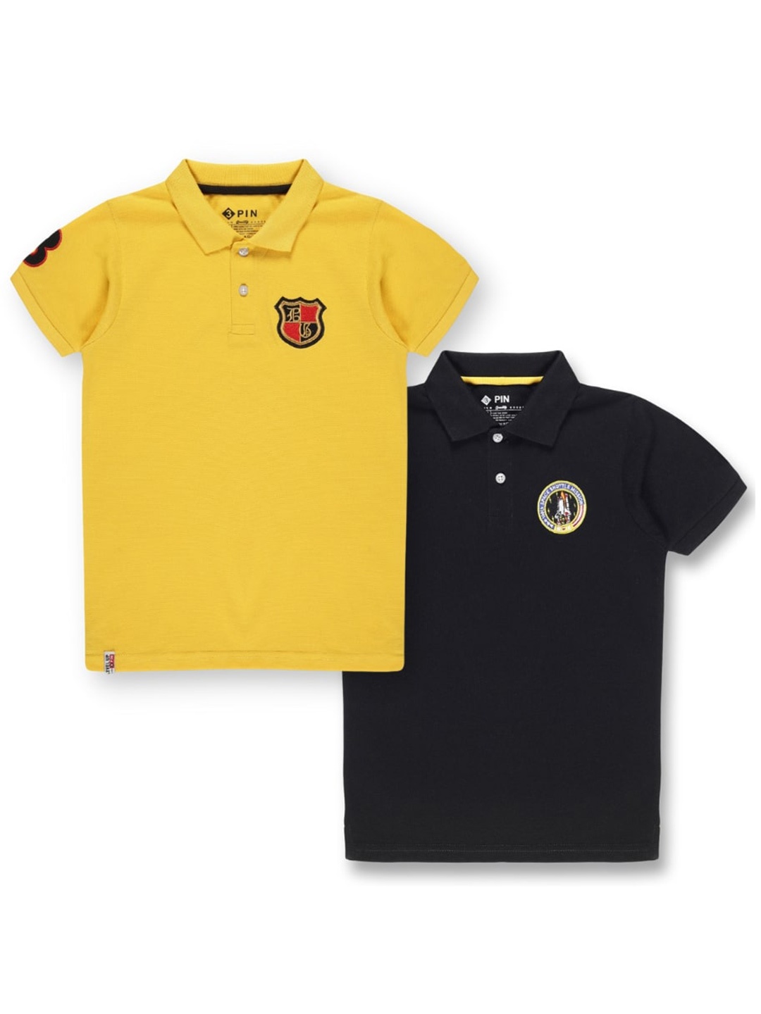 

3PIN Boys Pack of 2 Polo Collar Cotton T-shirts, Yellow