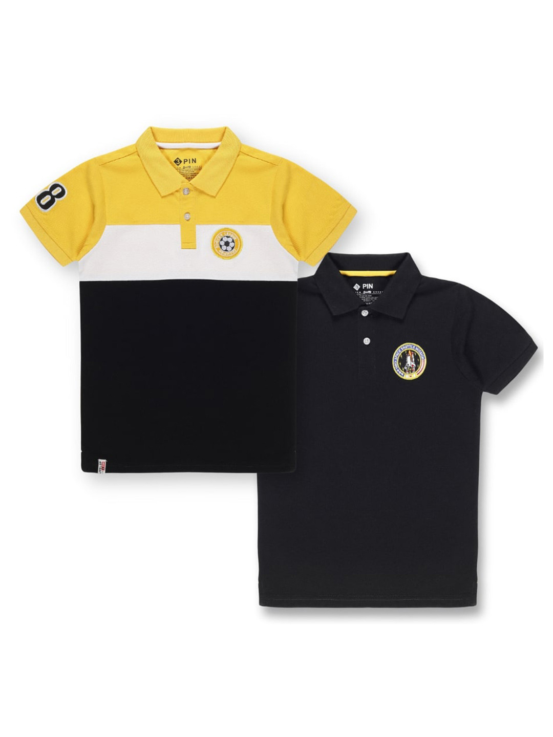 

3PIN Boys Pack of 2 Polo Collar Cotton T-shirts, Black