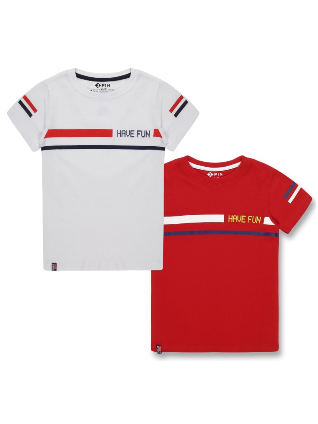 

3PIN Boys Pack of 2 Striped Cotton T-shirts, Grey