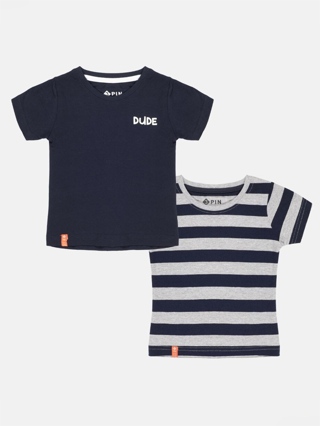 

3PIN Boys Pack of 2 Cotton T-shirts, Navy blue