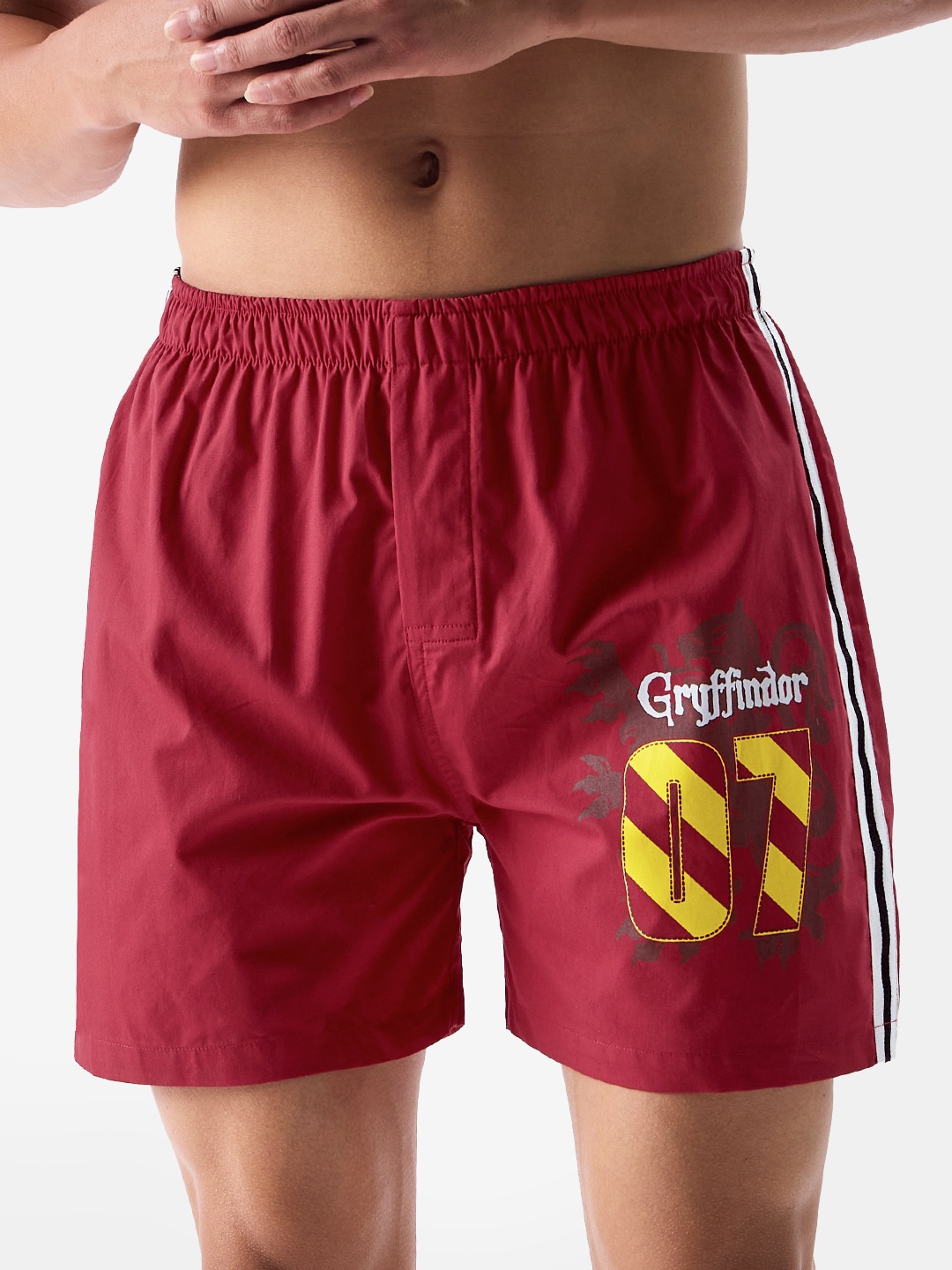 

The Souled Store Men Burgundy Harry Potter Printed Pure Cotton Lounge Shorts