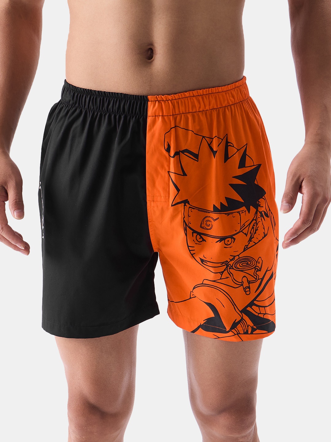 

The Souled Store Men Black & Orange Naruto Printed Pure Cotton Boxers