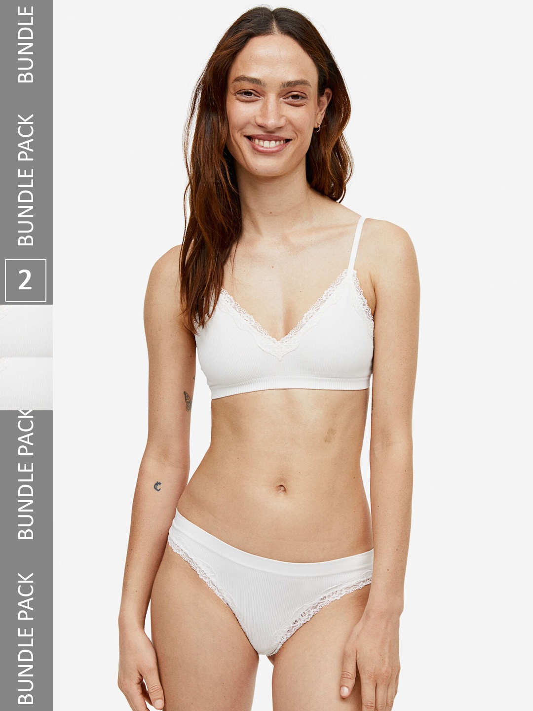 

H&M 2-Pack Seamless Thong Briefs, White