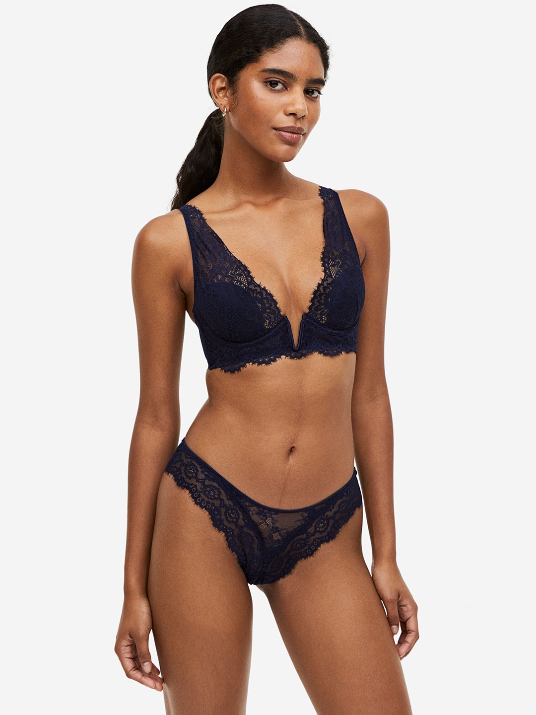 

H&M 2-Pack Lace Brazilian Briefs, Navy blue