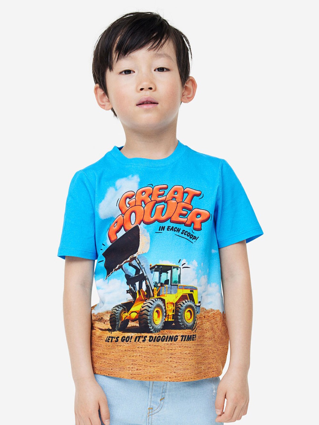 

H&M Boys Pure Cotton Printed Jersey T-shirt, Blue
