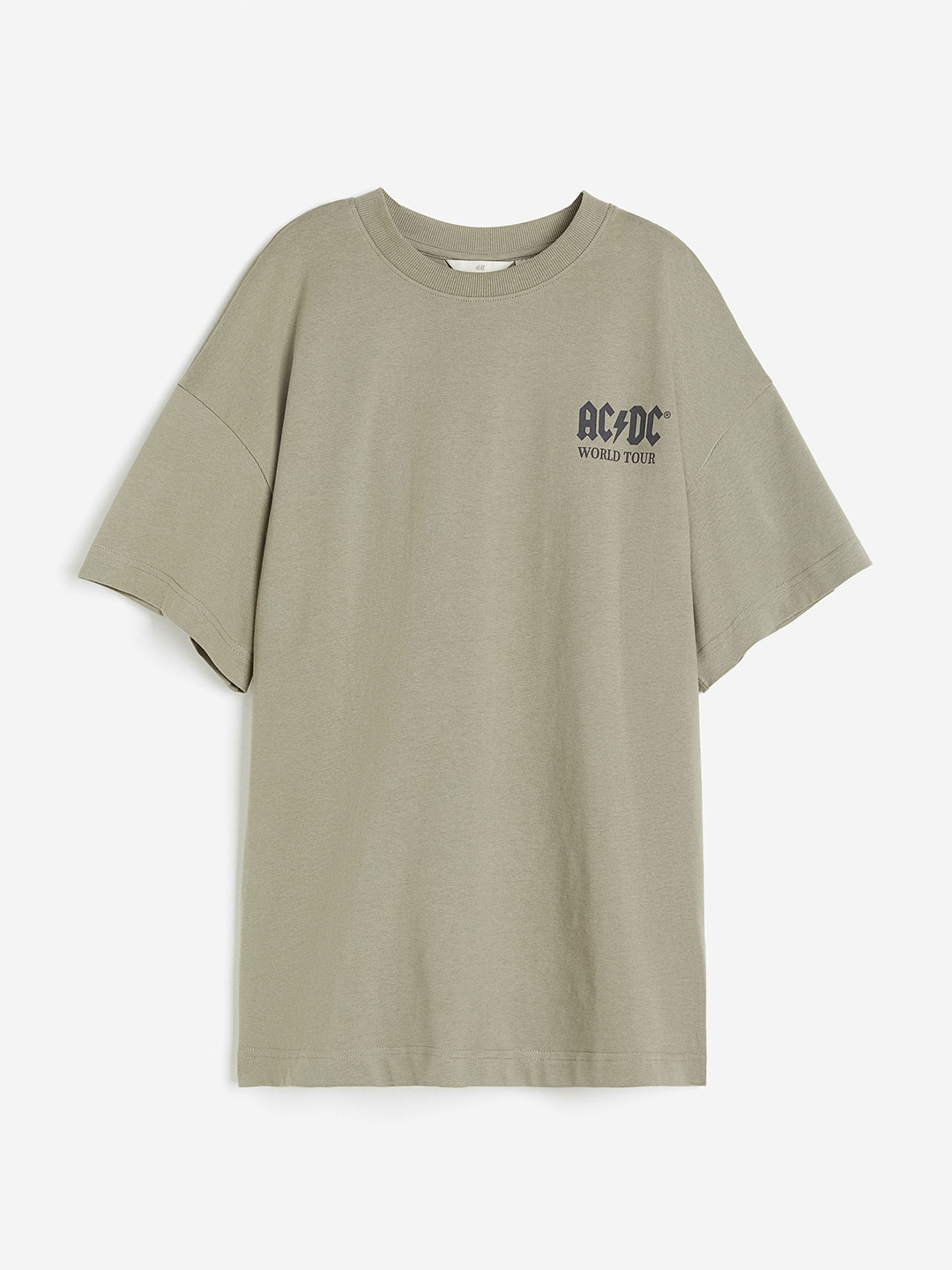 

H&M Pure Cotton Long Printed T-Shirt, Olive
