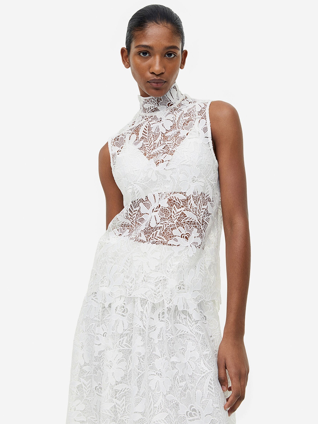 

H&M Lace Top, White