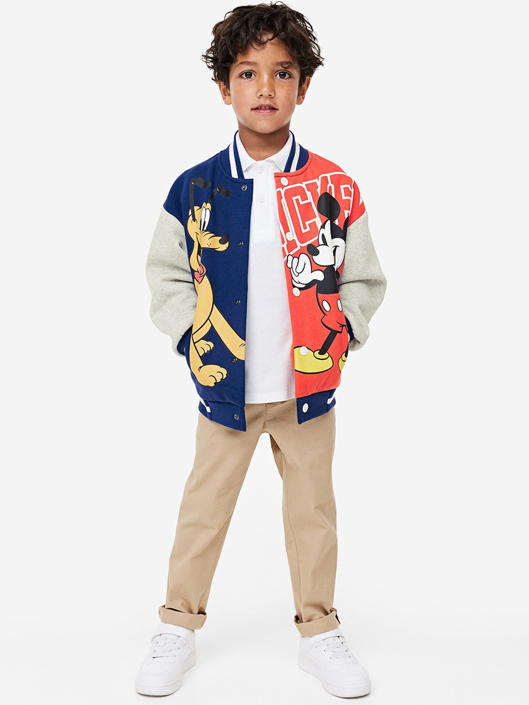 

H&M Boys Oversized Printed Basketball Jacket, Blue
