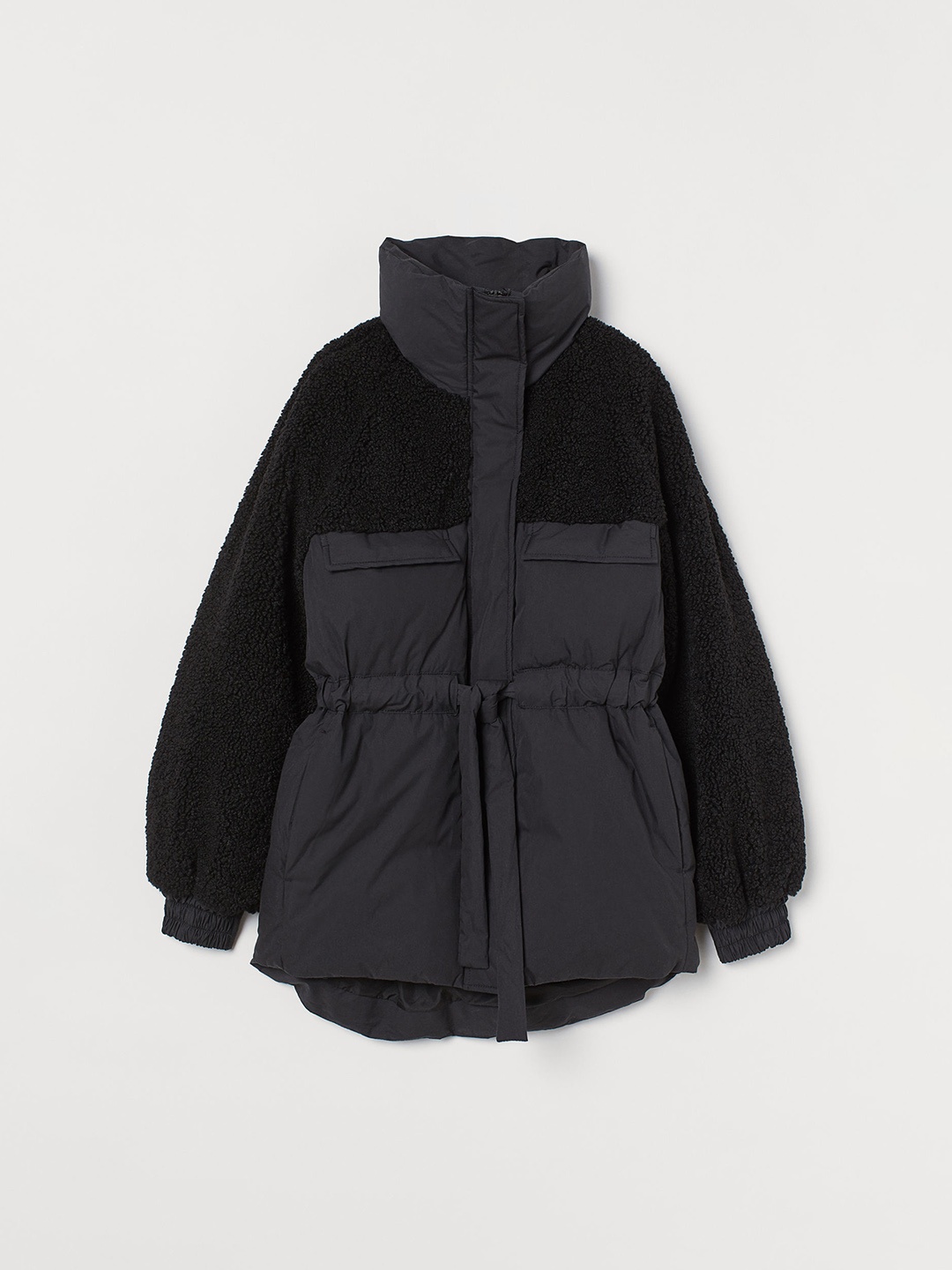 

H&M Women Padded Teddy Jacket, Black