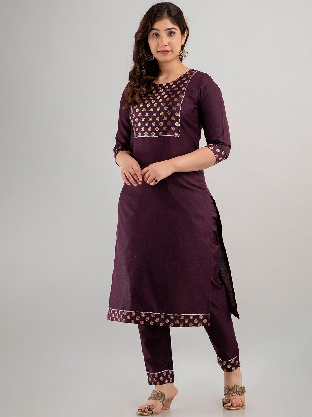 

CKM Women Regular Gotta Patti Kurta With Trousers & Dupatta, Violet