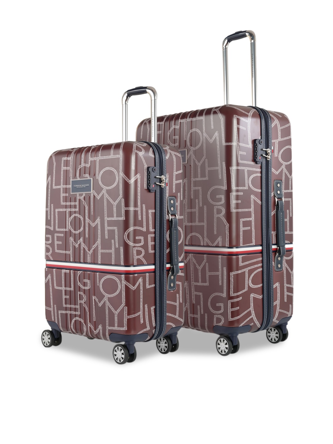 

Tommy Hilfiger Set Of 2 Printed Suitcase Trolley Bag, Brown