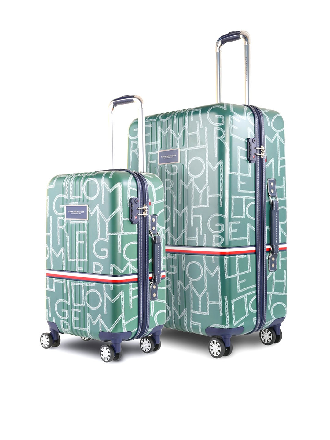 

Tommy Hilfiger Set Of 2 Water Resistant Large & Cabin Sized ABS Trolley Bag, Green