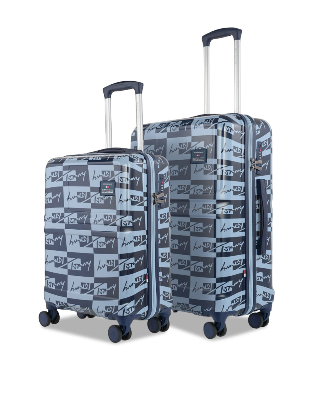 

Tommy Hilfiger Unisex Set Of 2 Printed Water Resistant Hard-Sided Trolley Suitcases, Blue