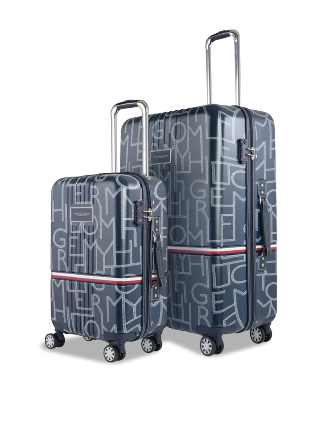 

Tommy Hilfiger Unisex Set Of 2 Water Resistant Hard-Sided Cabin & Large Trolley Suitcases, Navy blue