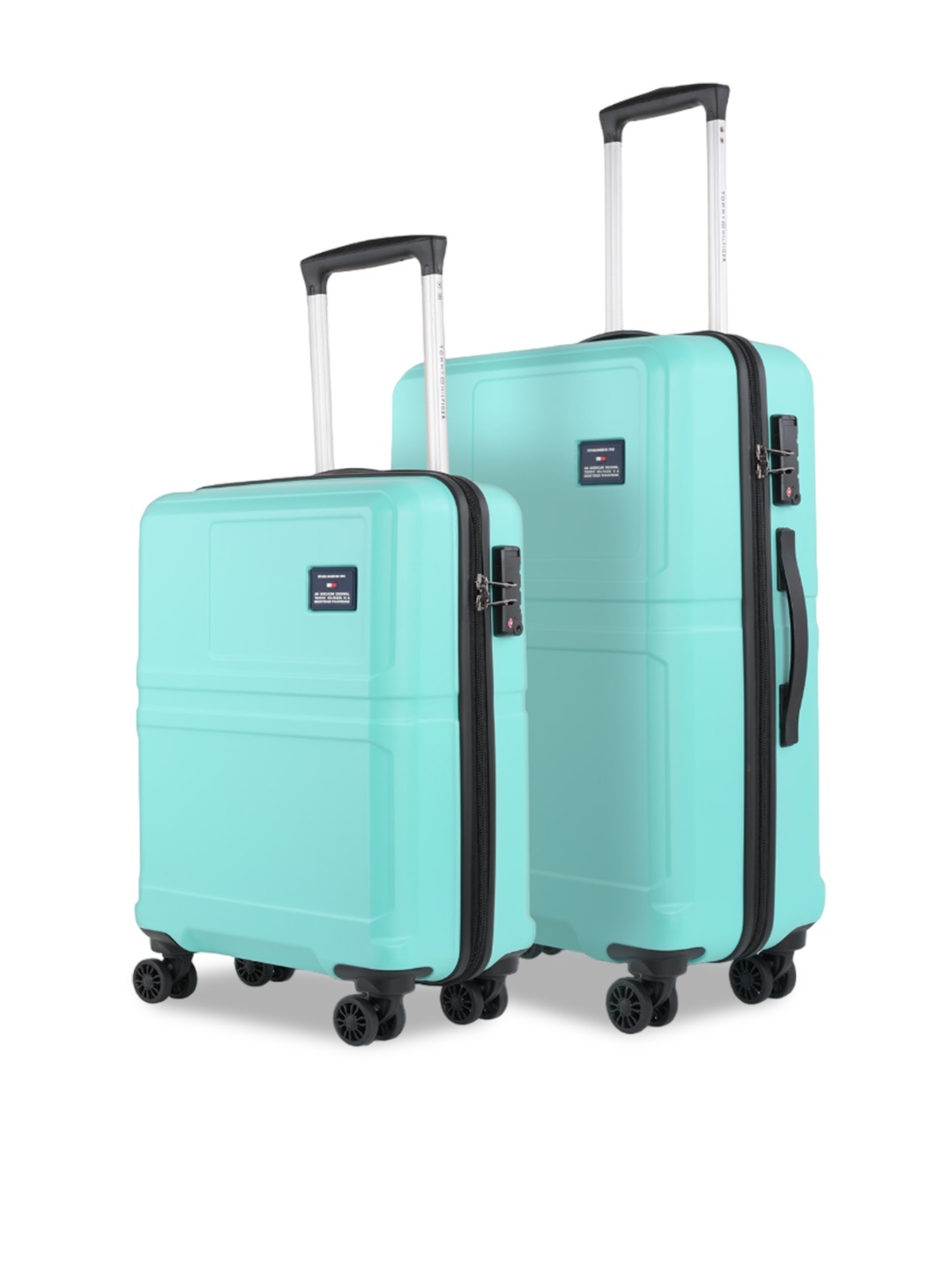 

Tommy Hilfiger Unisex Set Of 2 Hard-Sided Water Resistant Large & ABS Trolley Suitcase, Turquoise blue