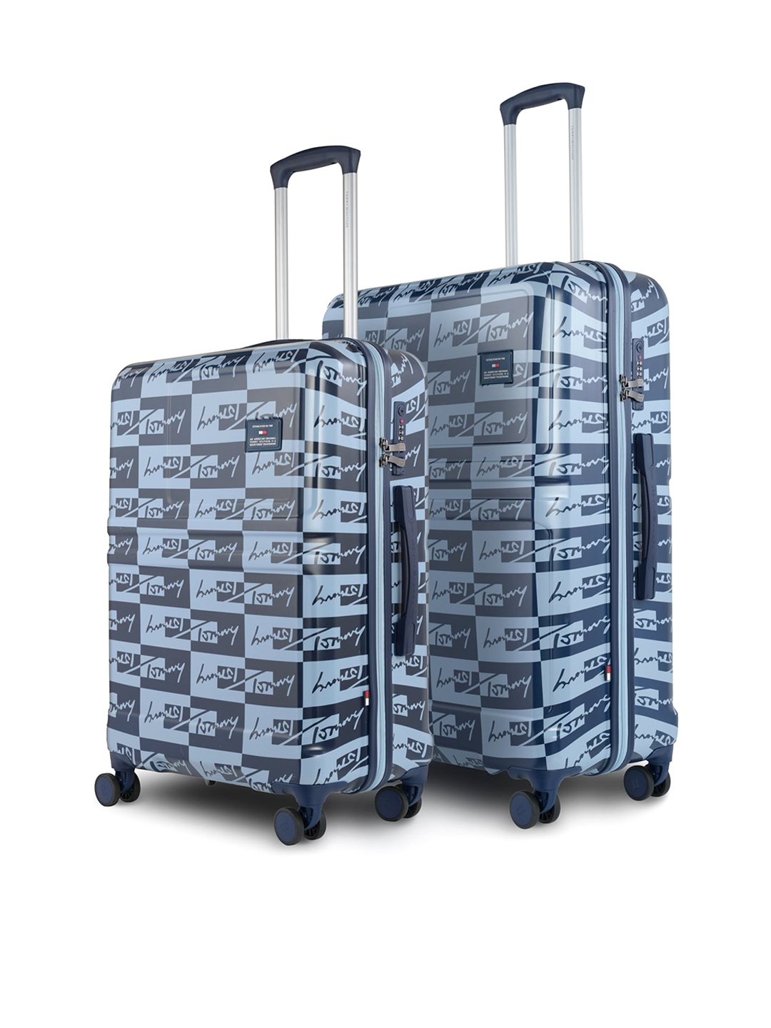 

Tommy Hilfiger Unisex Set Of 2 Water Resistant Hard-Sided Medium & Cargo Trolley Suitcase, Blue