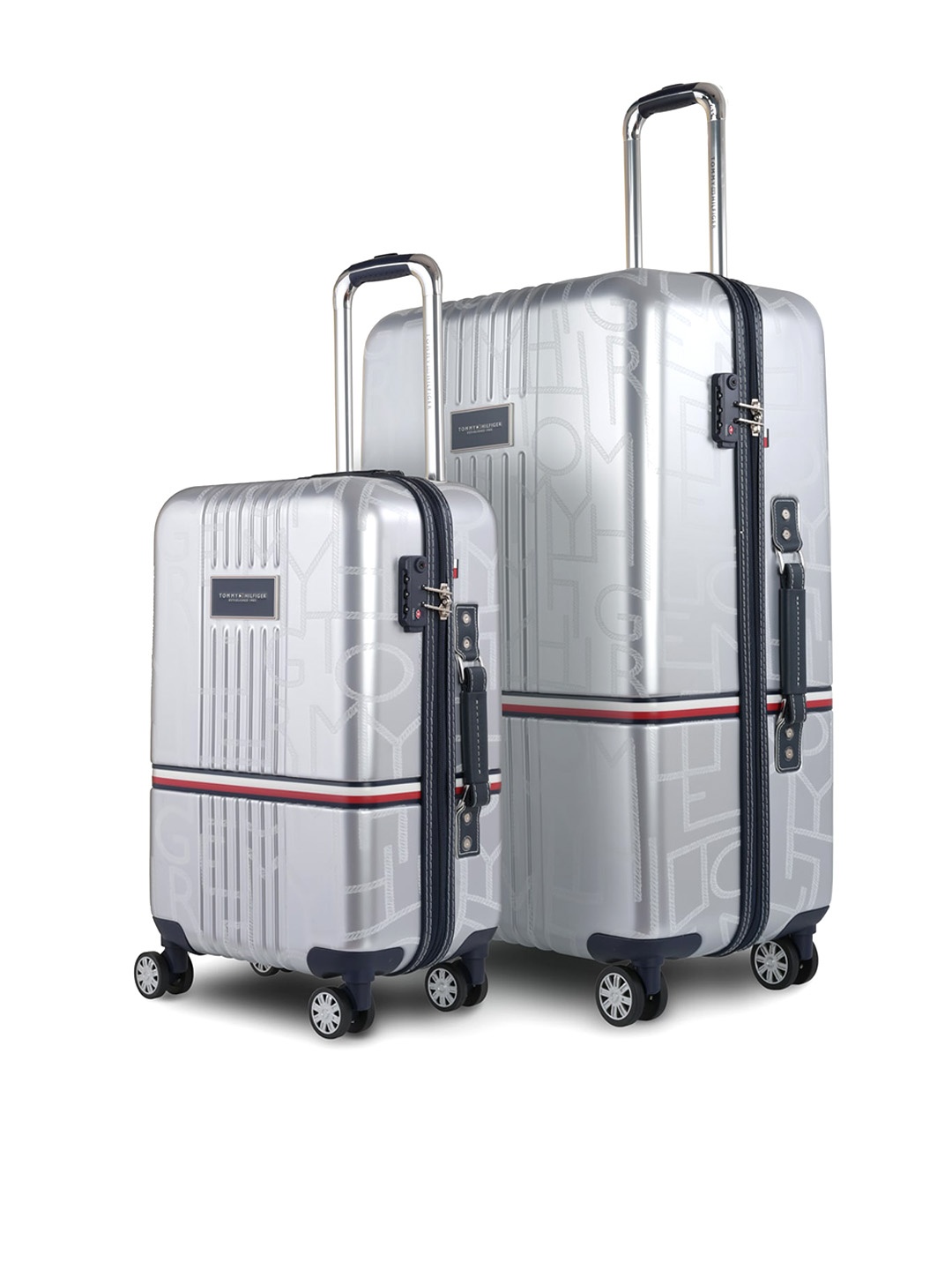 

Tommy Hilfiger Unisex Set Of 2 Water Resistant Hard-Sided Large & ABS Trolley Suitcase, Silver