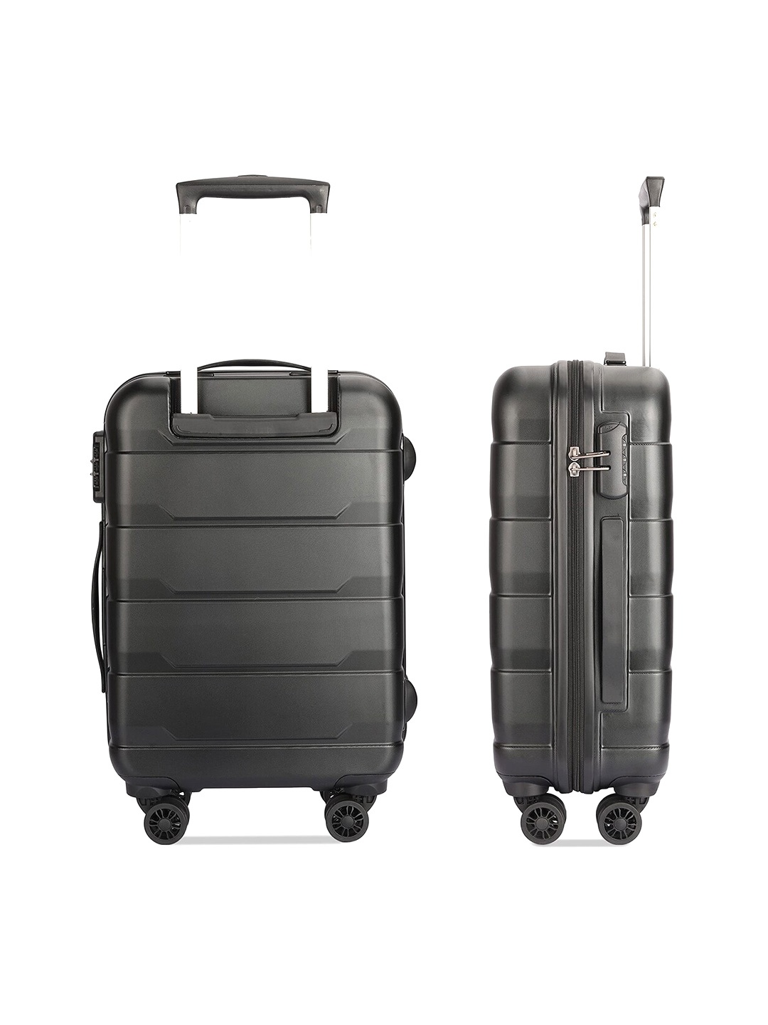 

THE CLOWNFISH Jeffrey Luggage Polycarbonate Hard Case Suitcase Trolley Bag, Black