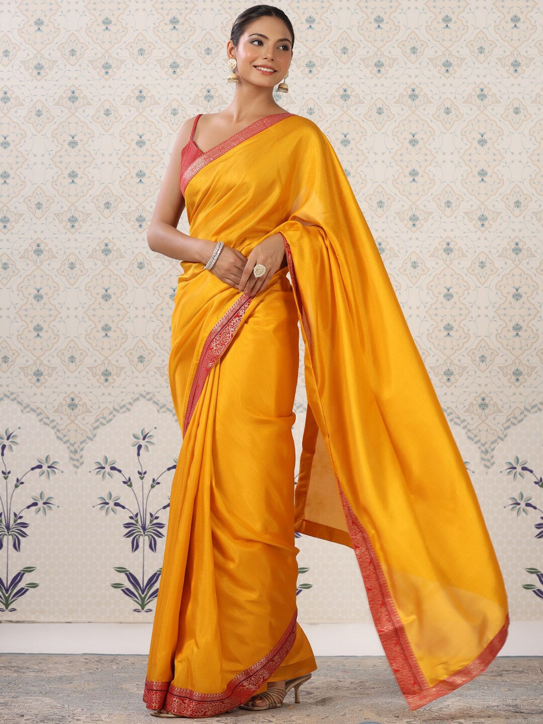 

Ode by House of Pataudi Woven Design Border Zari Saree, Mustard
