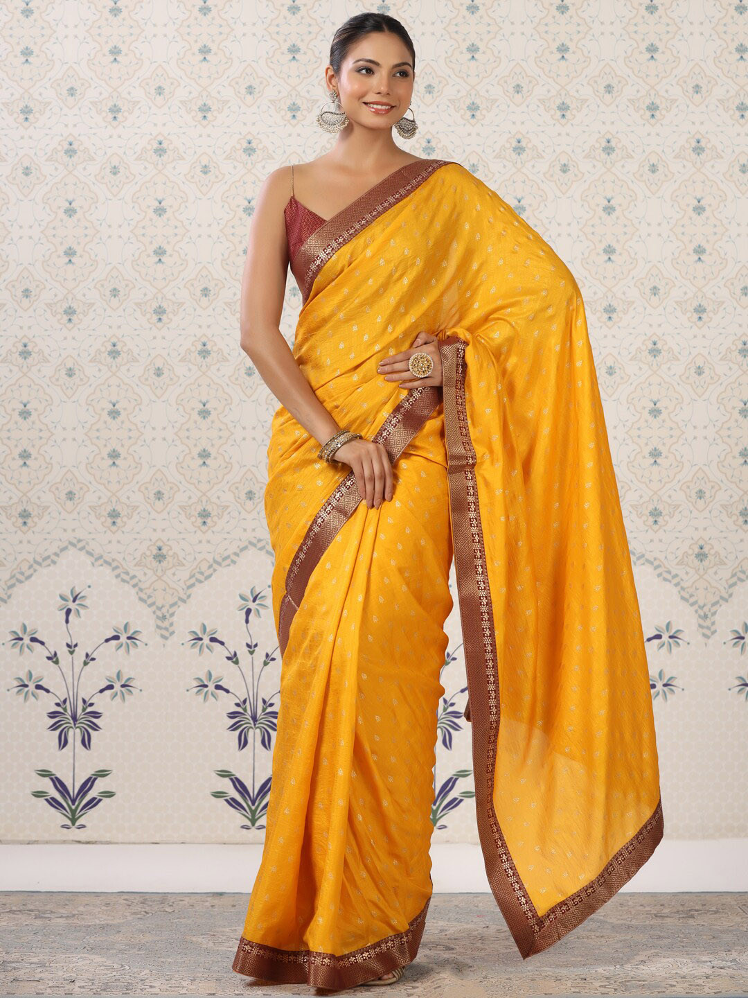 

Ode by House of Pataudi Woven Design Zari Saree, Mustard