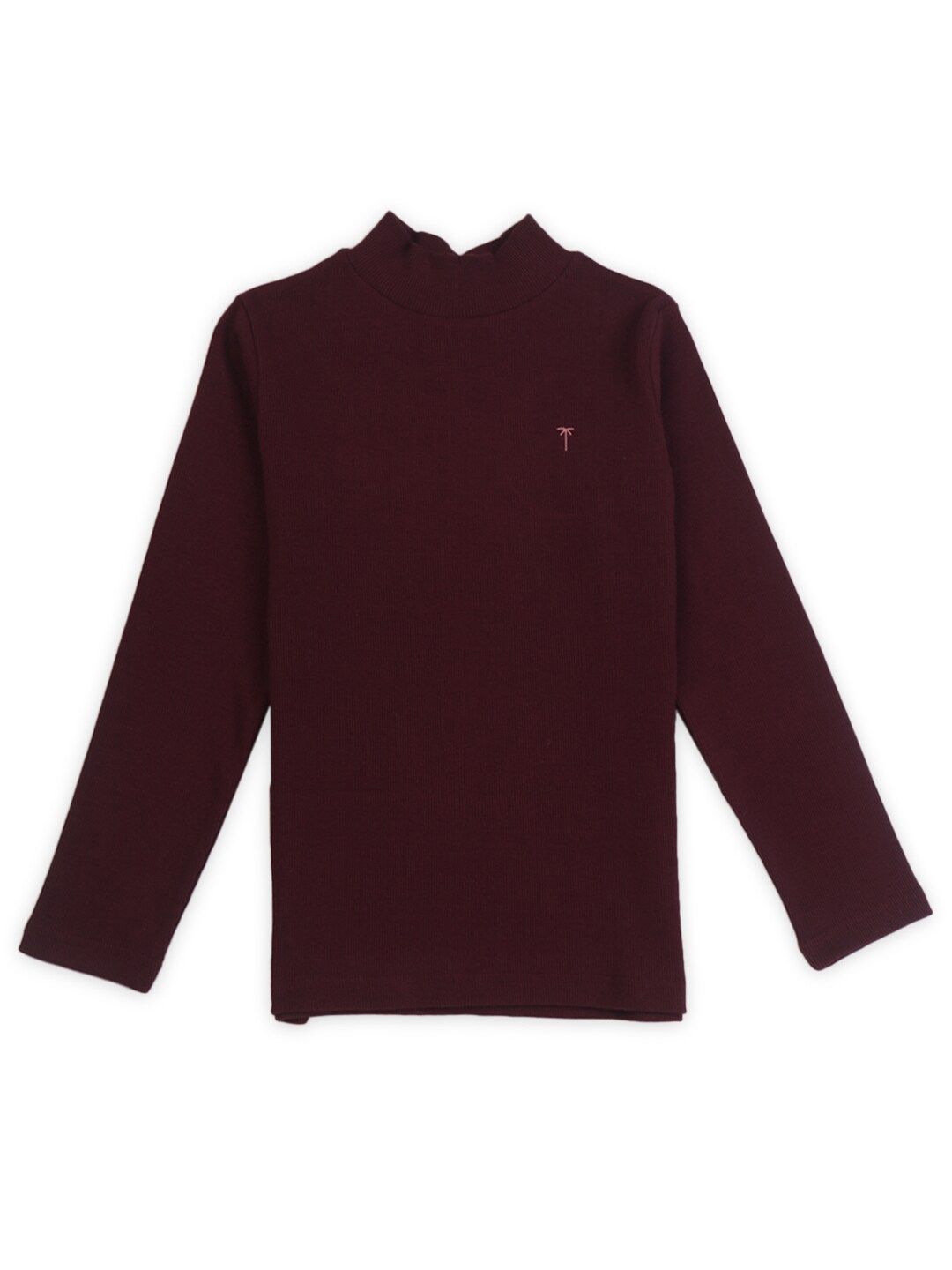 

Palm Tree Girls High Neck Cotton Pullover, Maroon