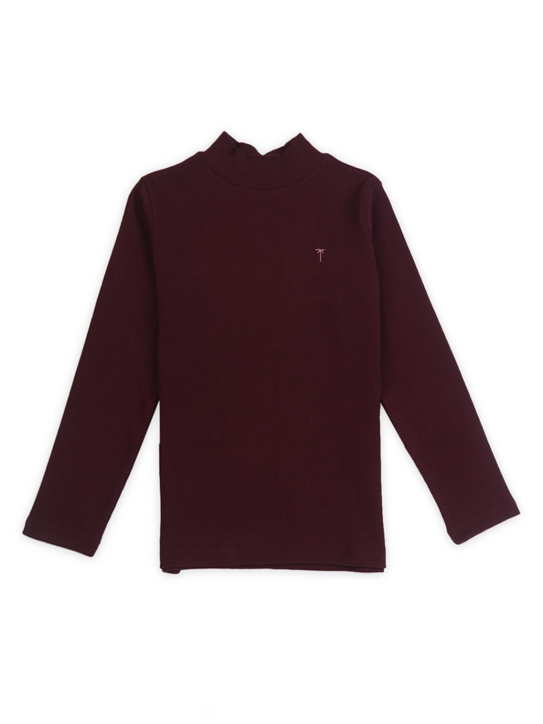 

Palm Tree Girls Self Design High Neck Cotton Pullover, Maroon