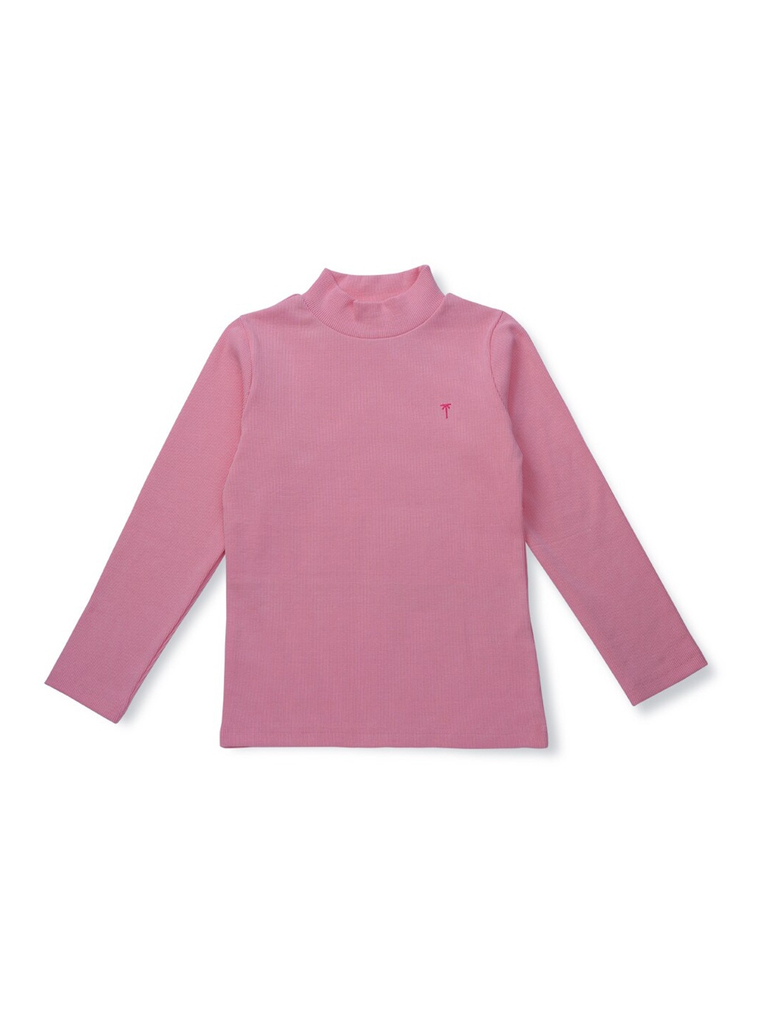 

Palm Tree Girls Self Design High Neck Cotton Pullover, Pink