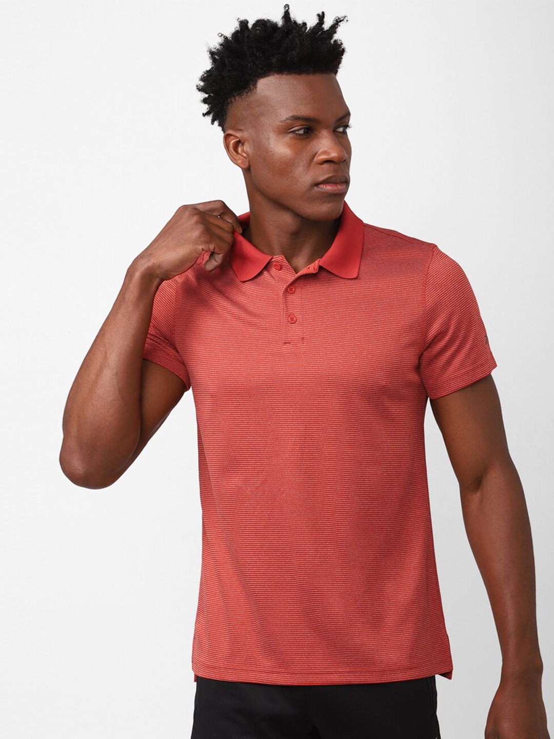 

Reebok Training Wor Striped Polo T-Shirt, Rust