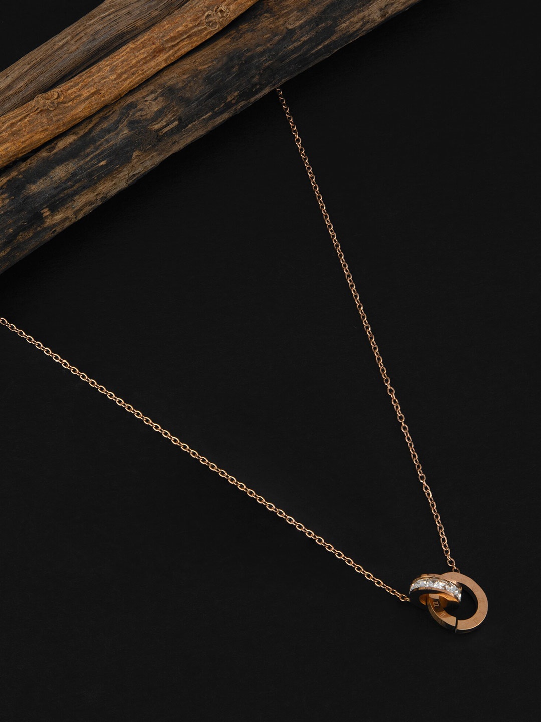 

E2O Gold-Plated Stone Studded Pendant Necklace