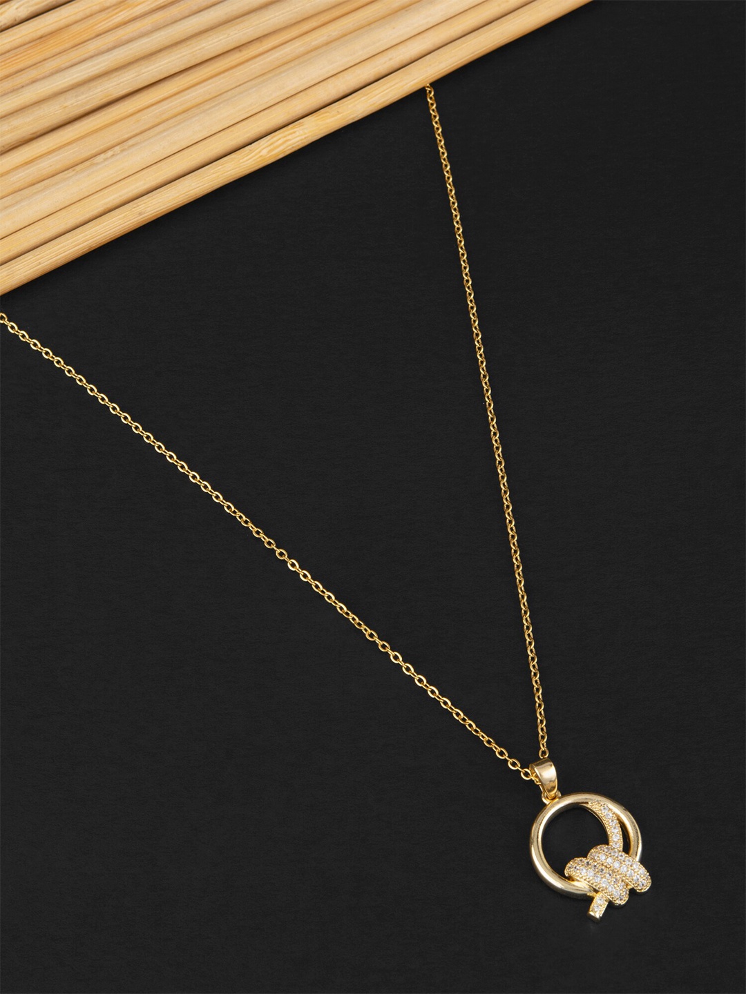 

E2O Gold-Plated Stone Studded Pendant Chain