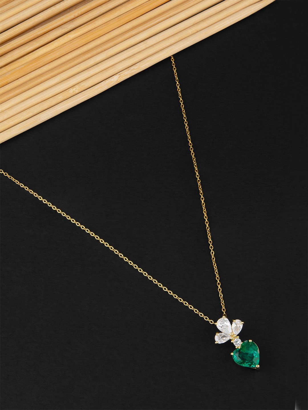 

E2O Gold-Plated Stone Studded Solitaire Necklace