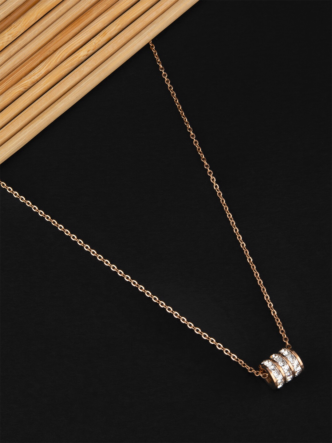 

E2O Gold-Plated Stone Studded Pendant Necklace