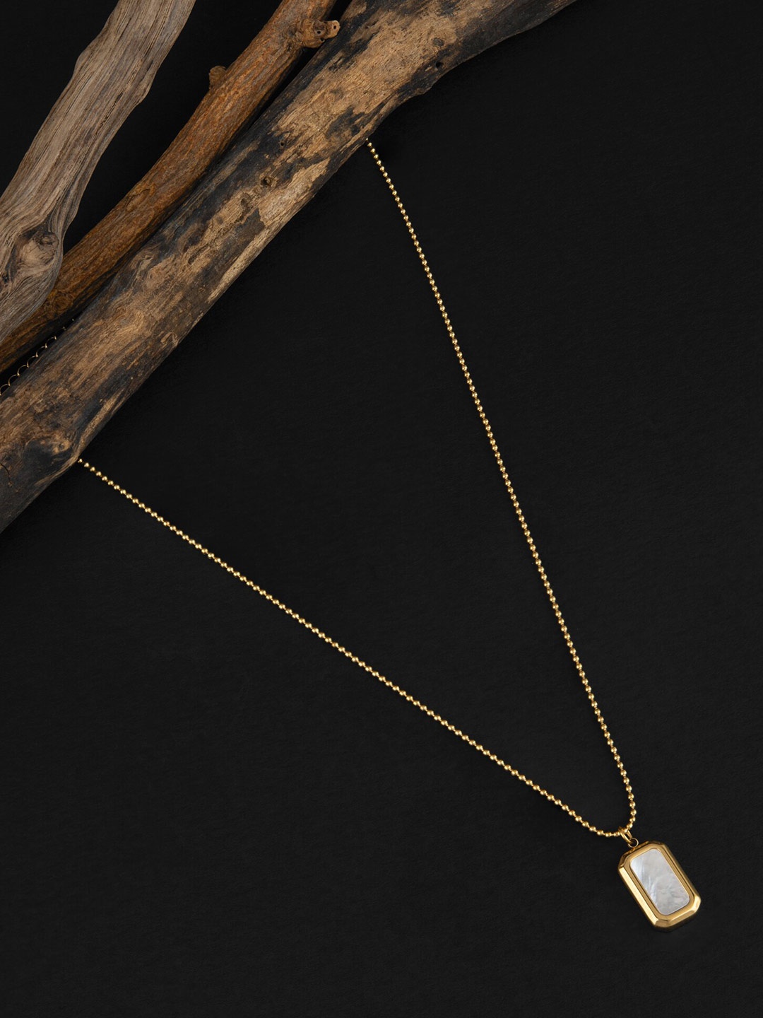 

E2O Gold-Plated Stone Studded Pendant Necklace