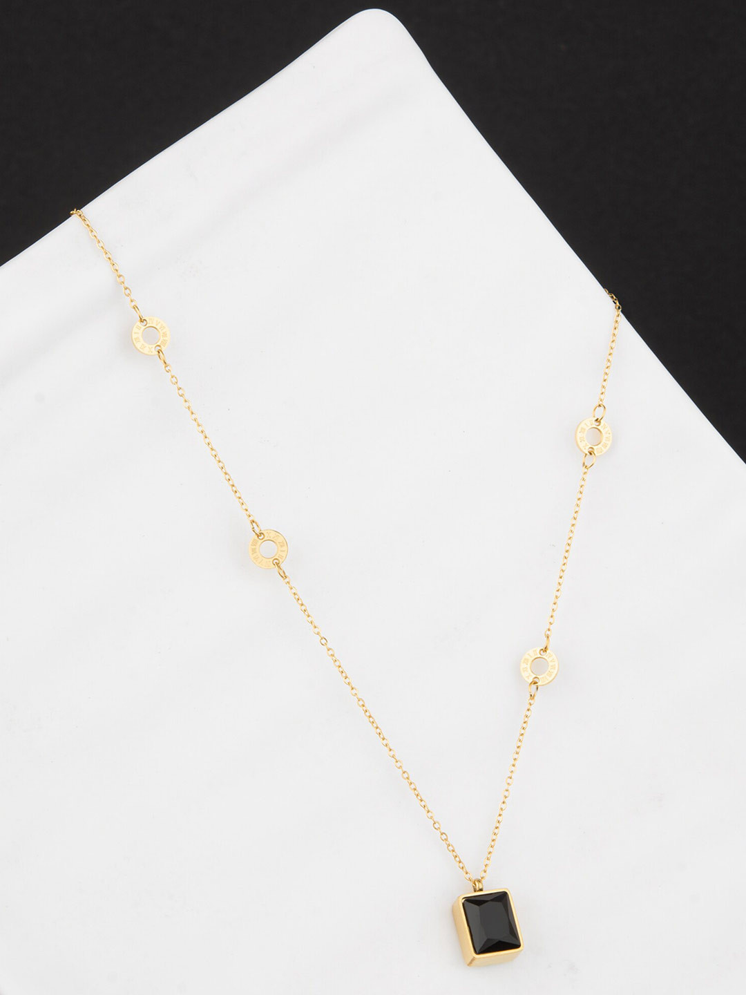 

E2O Gold-Plated Stone Studded Pendant Necklace