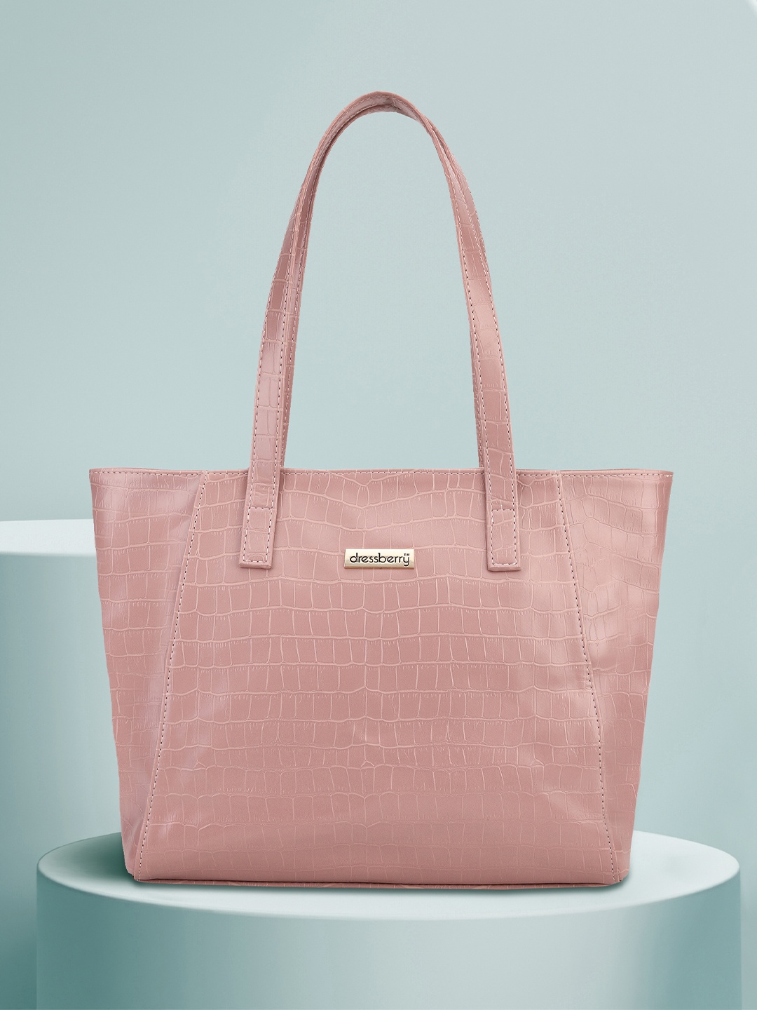 

DressBerry Pink Textured Structured Shoulder Bag