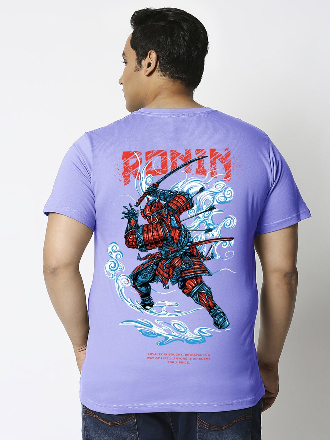

Bewakoof Ronin Graphic Printed Oversized Plus Size T-shirt, Purple