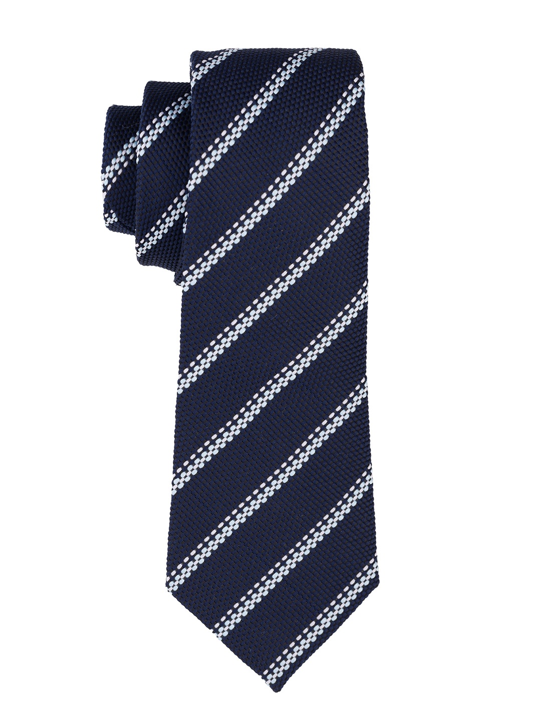 

The Tie Hub Men Striped Broad Tie, Navy blue