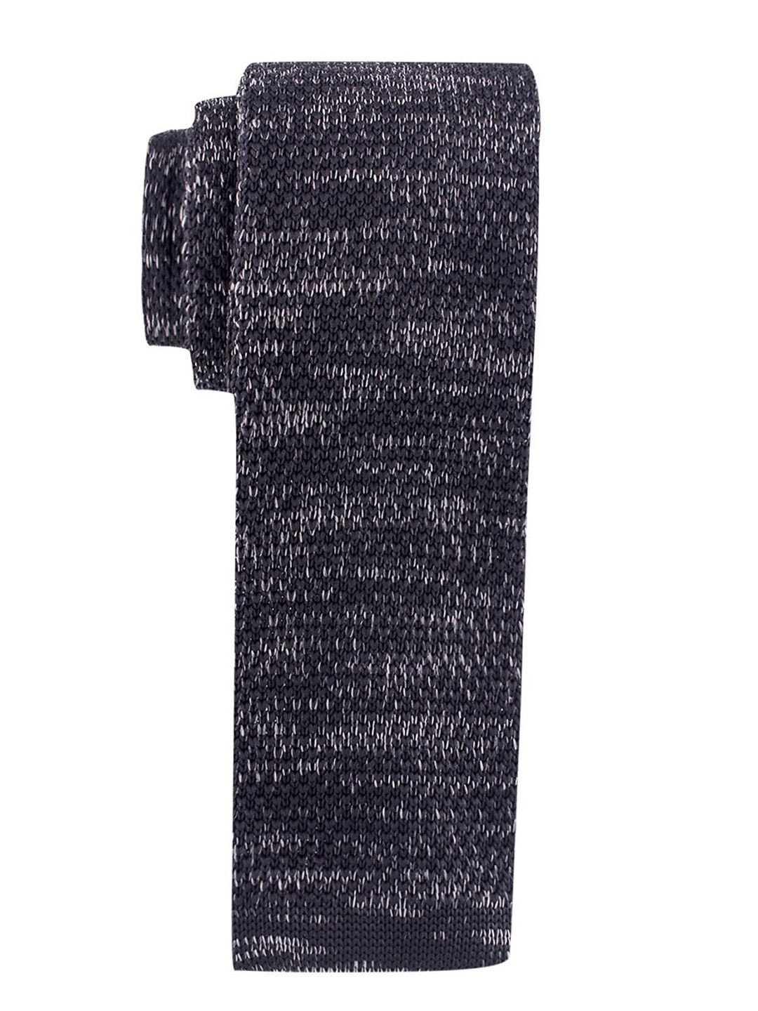 

The Tie Hub Men Woven Design Woolen Skinny Tie, Black