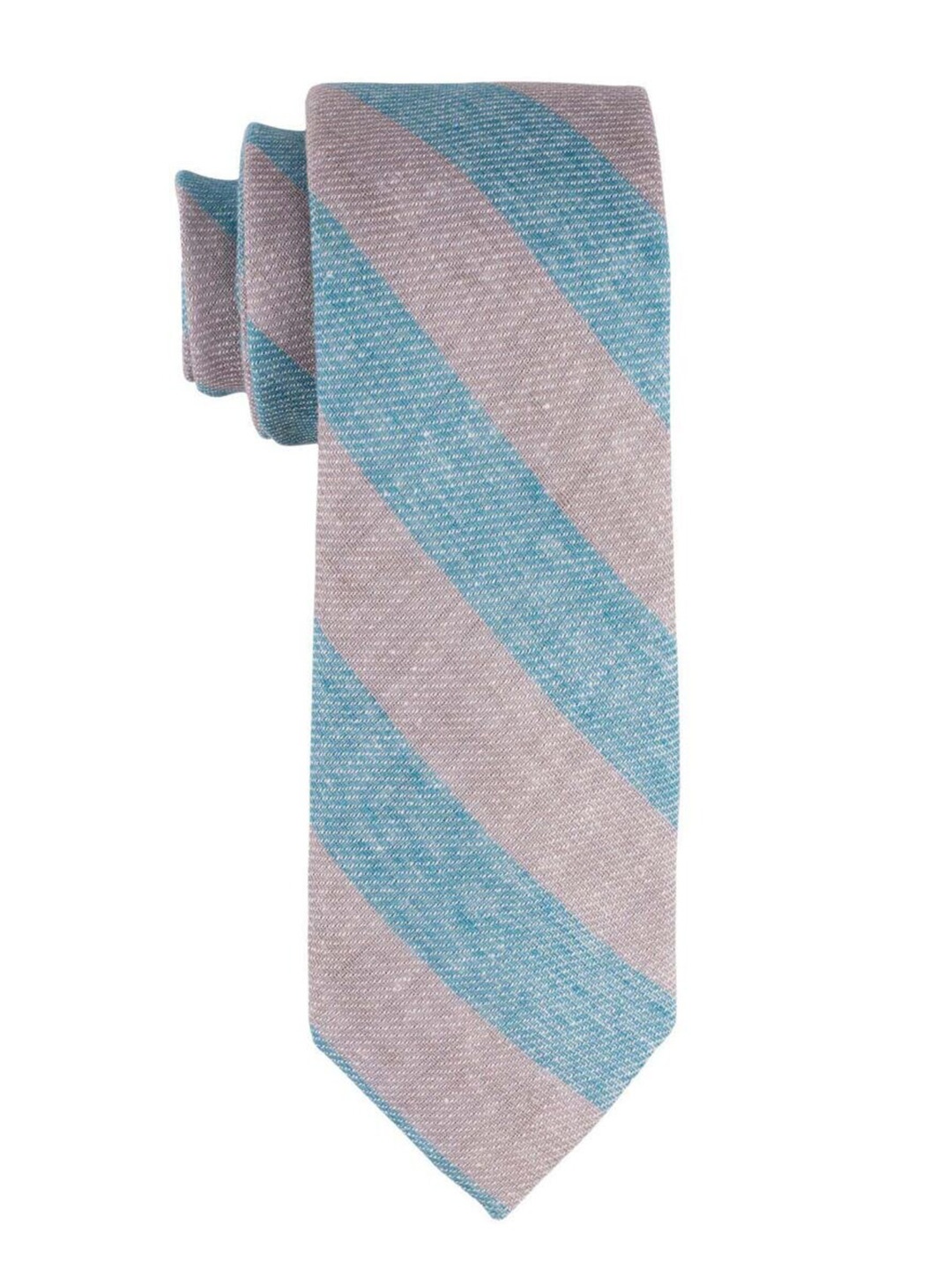 

The Tie Hub Men Striped Silk Broad Tie, Blue
