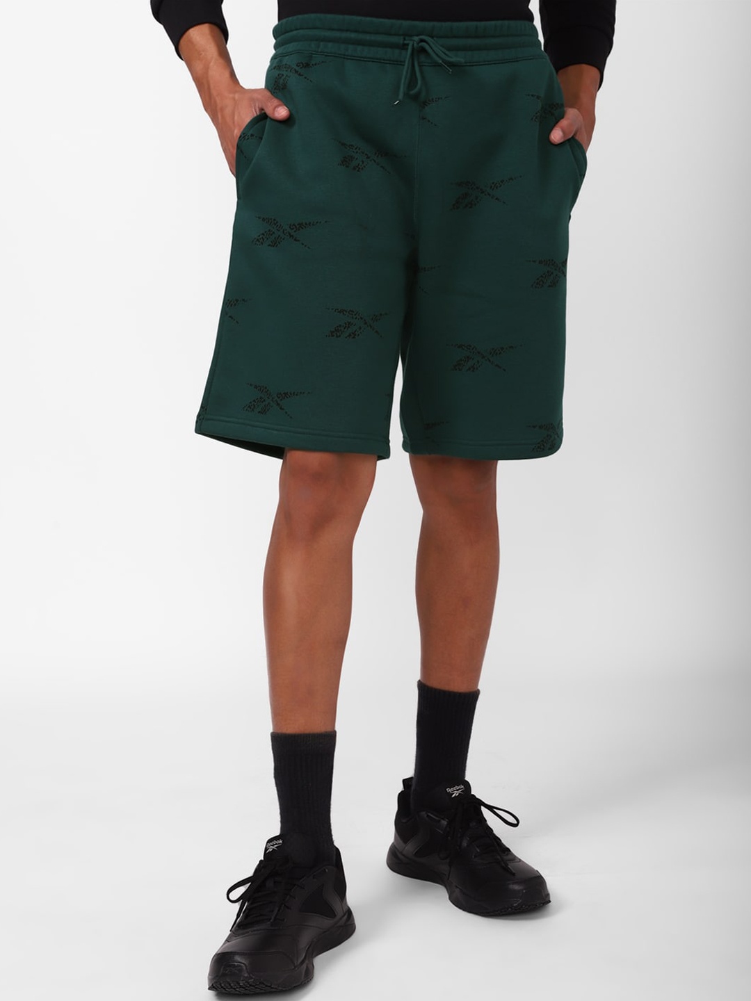 

Reebok Men Rbk Fitness RI AOP Pure Cotton Sports Shorts, Green