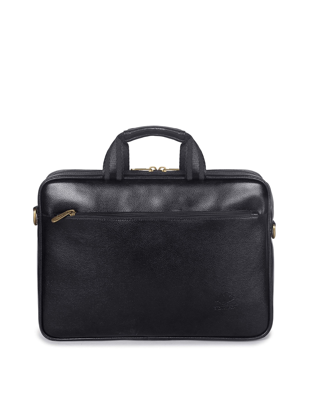 

THE CLOWNFISH Textured Leather Laptop Bag, Black