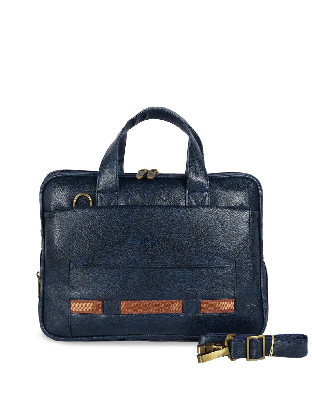 

THE CLOWNFISH Leather Laptop Bag, Blue