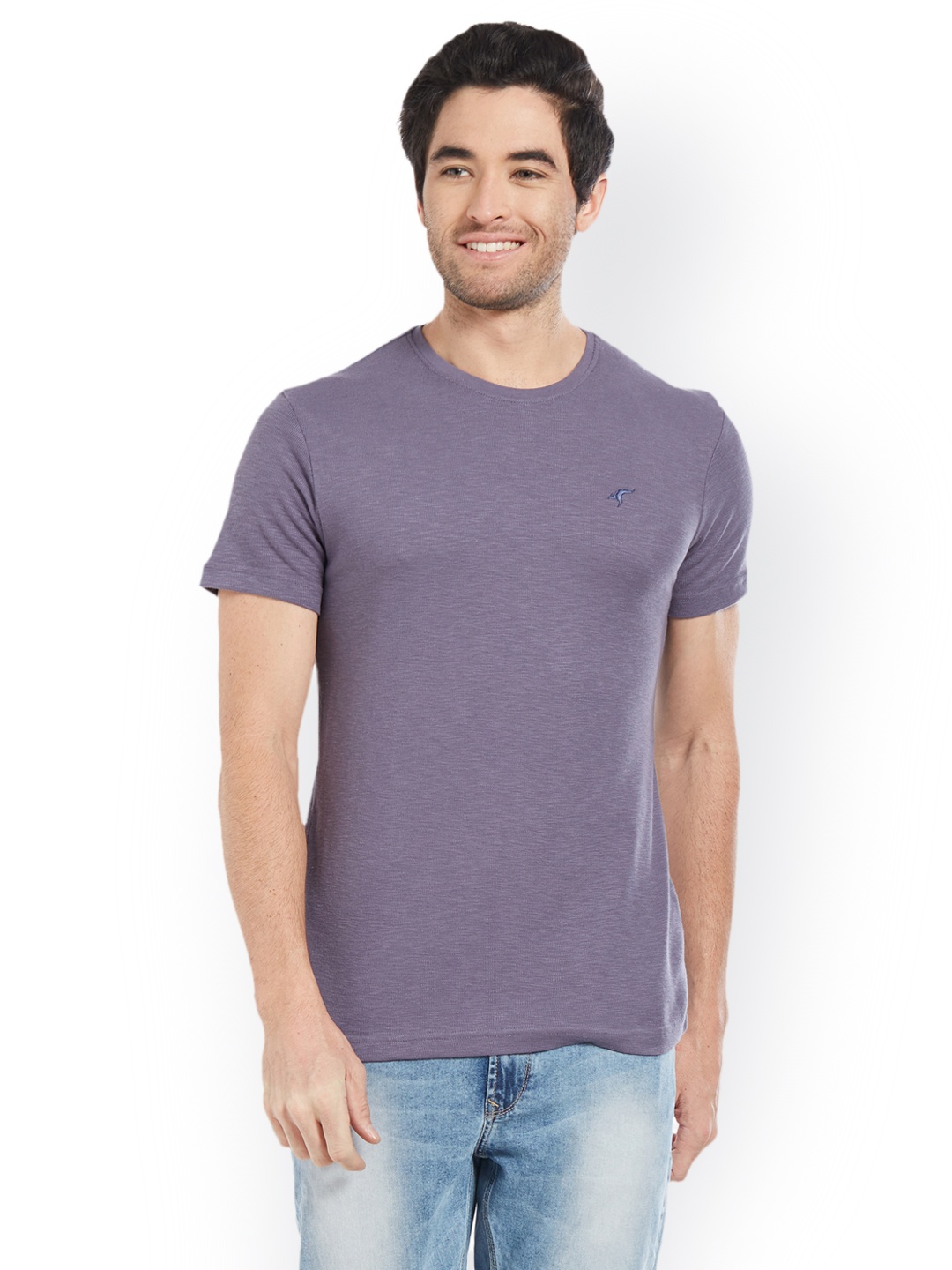 

Globus Men Purple Solid Round Neck T-shirt