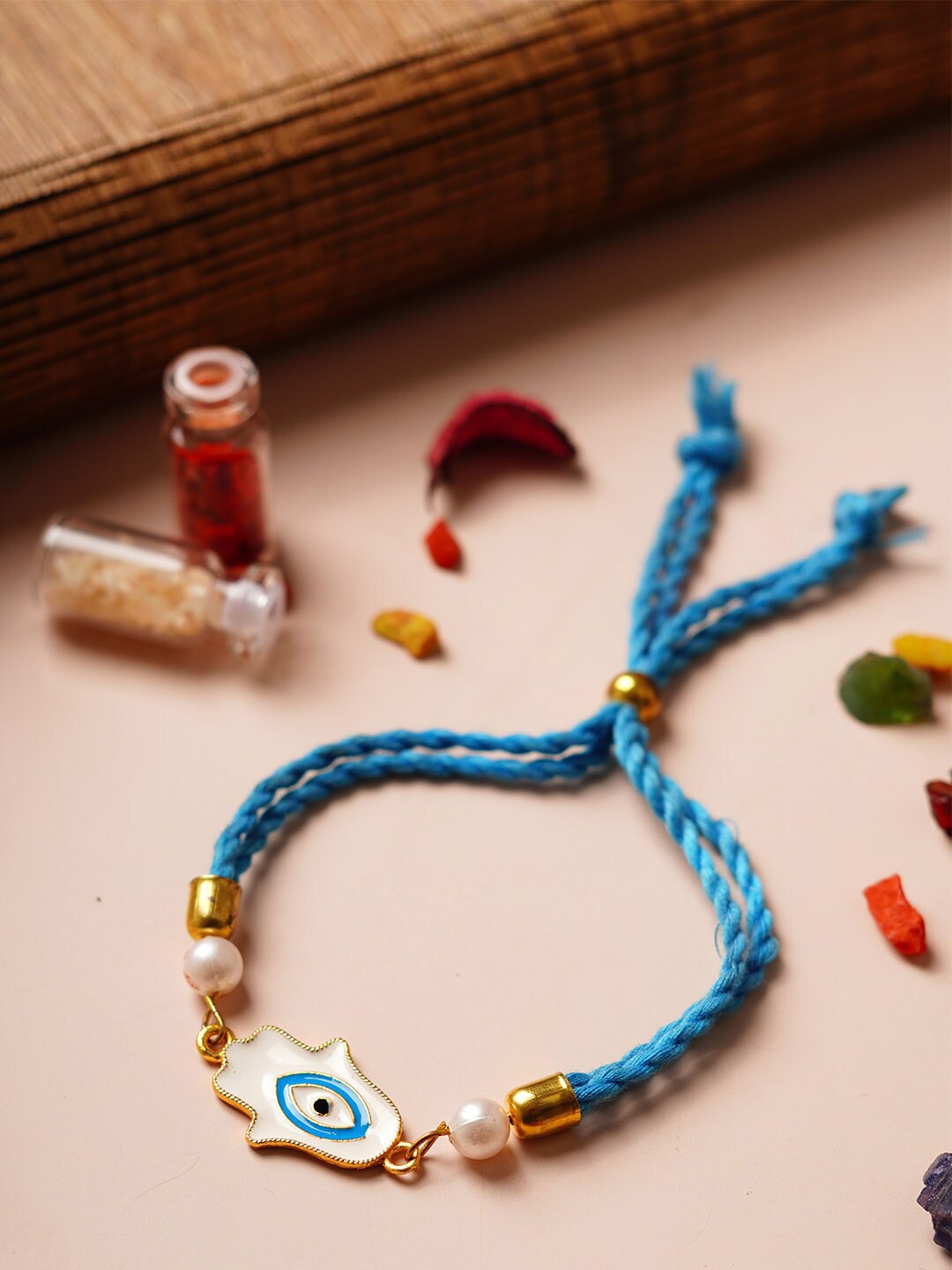 

Ferosh Hamsa Hand Thread Rakhi, Blue